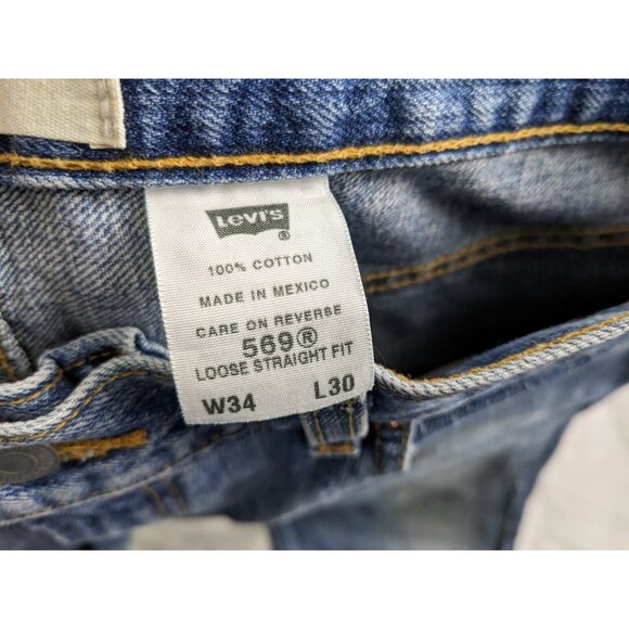 Vintage Levis 569 Jeans Loose Straight 100% Cotton Light Wash Mens Size 34X29 - Picture 10 of 14
